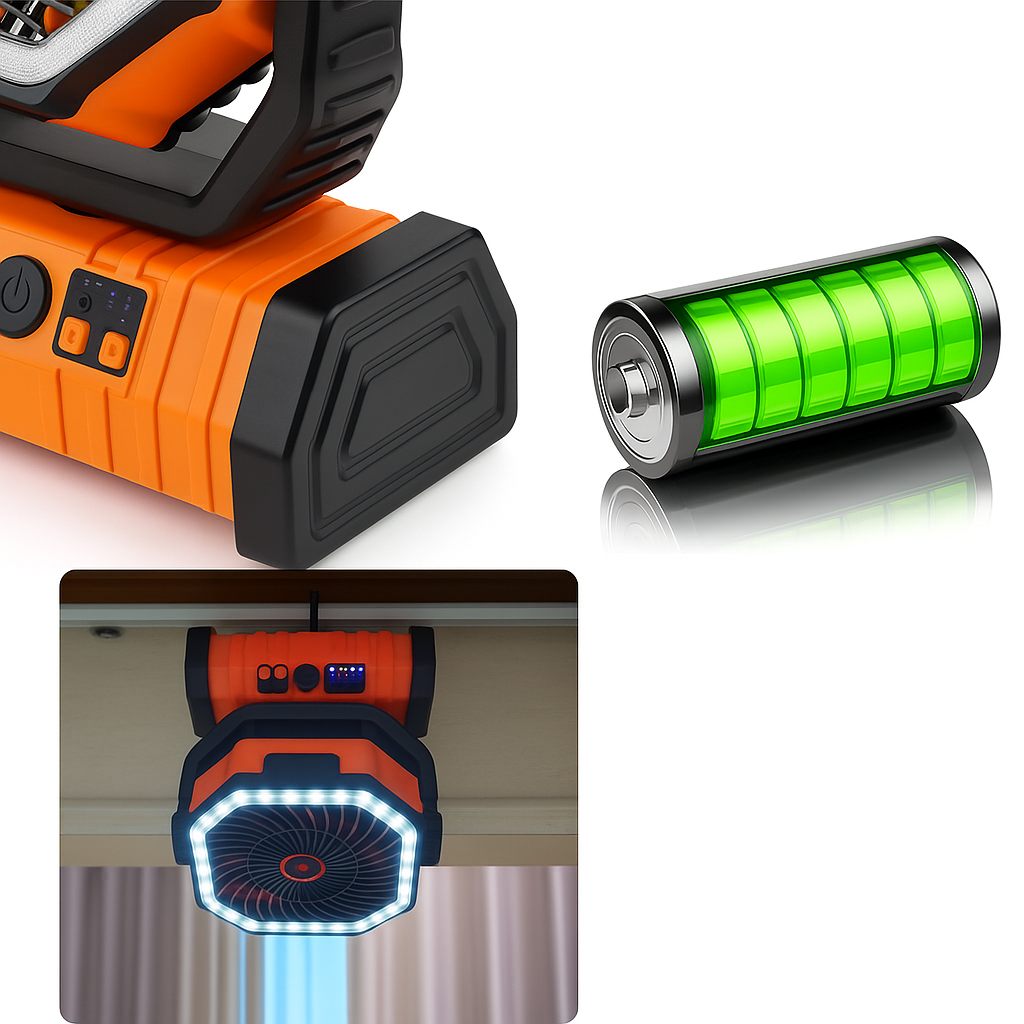 AirLumin | Portable Hangable Air Cooler – Extra Long Battery & Remote Control – LED Light & 20000 mAh Capacity – Camping & Patio Use