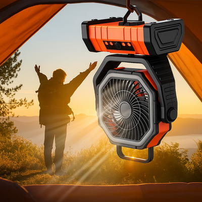 AirLumin | Portable Hangable Air Cooler – Extra Long Battery & Remote Control – LED Light & 20000 mAh Capacity – Camping & Patio Use