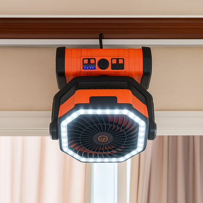 AirLumin | Portable Hangable Air Cooler – Extra Long Battery & Remote Control – LED Light & 20000 mAh Capacity – Camping & Patio Use
