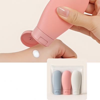 EcoVoyage Kit | Travel Cosmetic Bottle Set – Leak-Proof Silicone – 60 ml Refillable – Ideal for Carry-On Trips