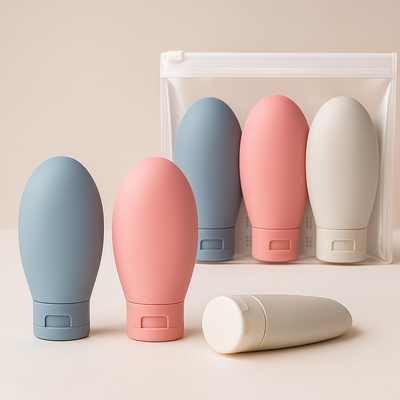EcoVoyage Kit | Travel Cosmetic Bottle Set – Leak-Proof Silicone – 60 ml Refillable – Ideal for Carry-On Trips
