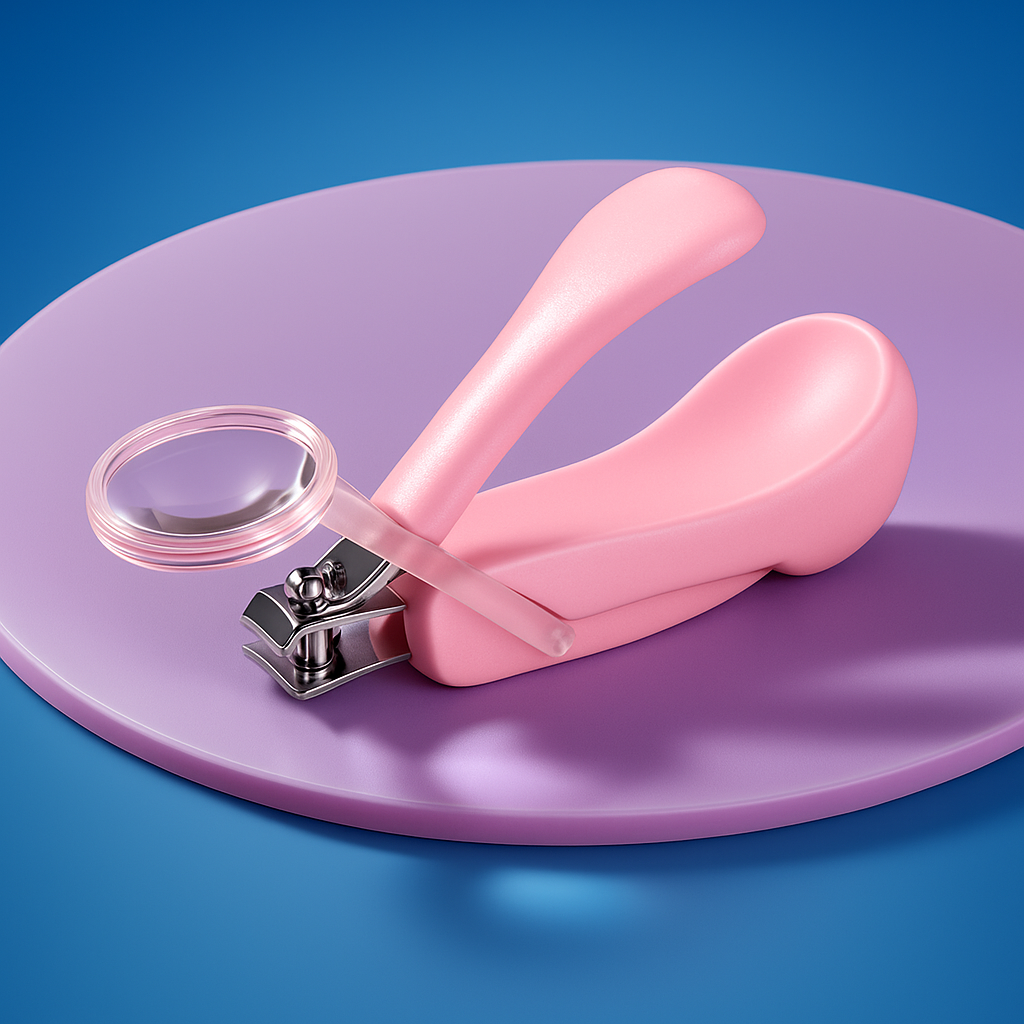 TinyFocus Groom | Baby Nail Clippers – Built-in Magnifier – Stainless Steel Blades – Safe Grip for Newborns & Infants