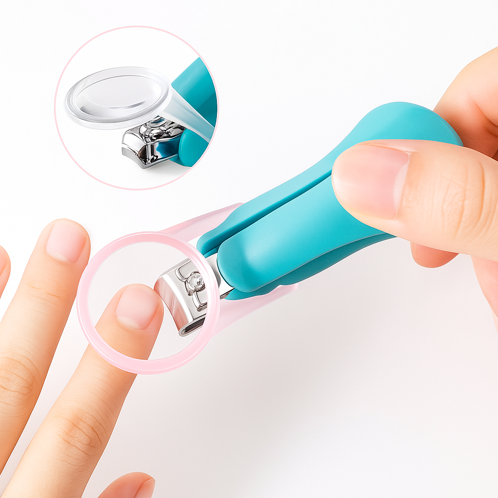 TinyFocus Groom | Baby Nail Clippers – Built-in Magnifier – Stainless Steel Blades – Safe Grip for Newborns & Infants