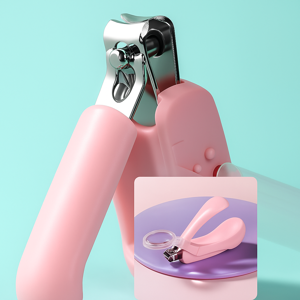 TinyFocus Groom | Baby Nail Clippers – Built-in Magnifier – Stainless Steel Blades – Safe Grip for Newborns & Infants