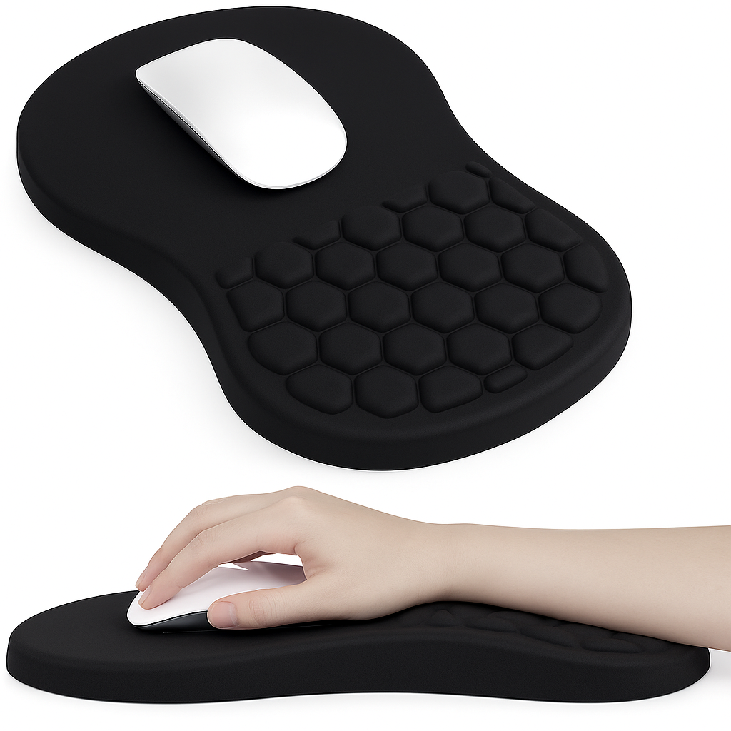 ErgoEase | Wrist Rest Mouse Pad – Relieves Wrist Pain – Cushioned Non-Slip Base – For Office Work & Gaming