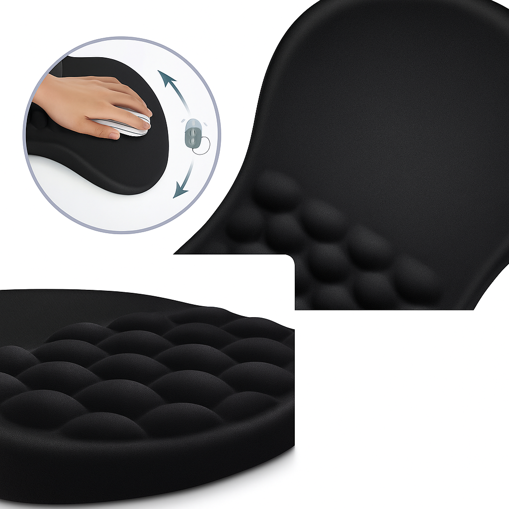 ErgoEase | Wrist Rest Mouse Pad – Relieves Wrist Pain – Cushioned Non-Slip Base – For Office Work & Gaming