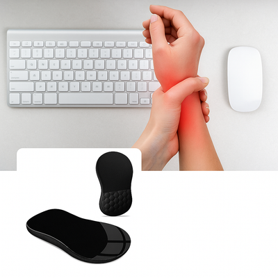 ErgoEase | Wrist Rest Mouse Pad – Relieves Wrist Pain – Cushioned Non-Slip Base – For Office Work & Gaming
