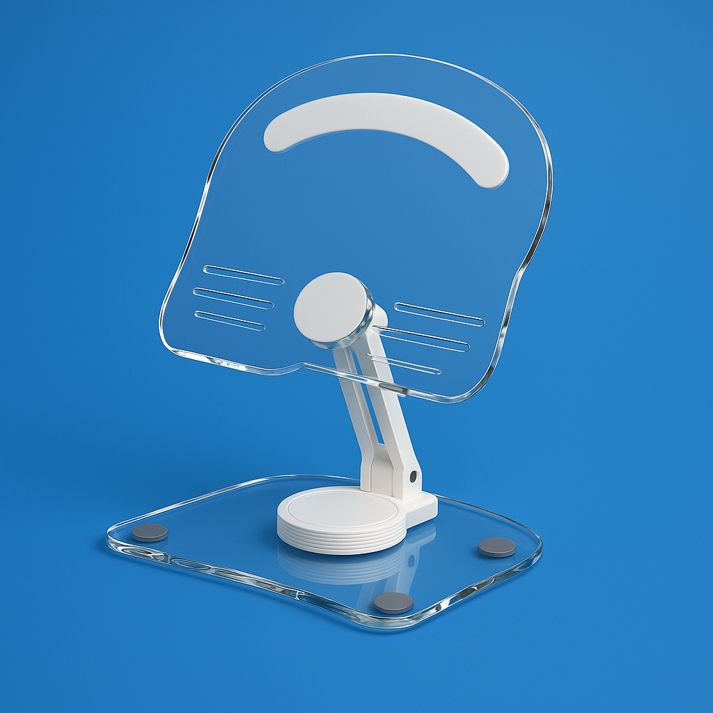 StandEase | Tablet Stand For Desk – Ergonomic Adjustable Angles – Acrylic Foldable Non-slip – Home Office & Study