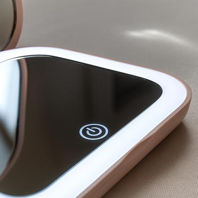 GlowFold | Light Up Makeup Mirror – Adjustable LED Brightness – Compact Folding Double-Sided – Travel & Home Use