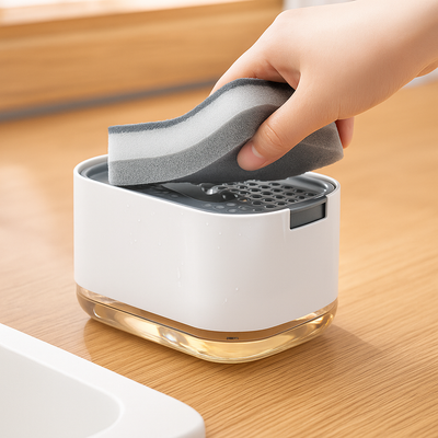TidyFlow | Soap Dispenser Sponge Holder – Compact Non-Slip – Silicone Base Easy Clean – Kitchen Sink Organisation