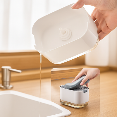 TidyFlow | Soap Dispenser Sponge Holder – Compact Non-Slip – Silicone Base Easy Clean – Kitchen Sink Organisation