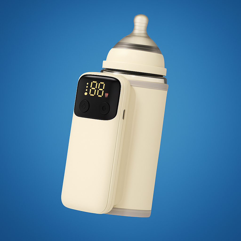 MilkEase | Portable Bottle Warmer – USB Rechargeable with LED Display – Spill-Free Compact Design – Travel & On-the-Go Parents