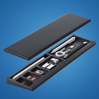 DeskZen | Keyboard Wrist Rest – Ergonomic Cushion Support – Non-Slip Pad with Storage Box – Office Productivity & Comfort