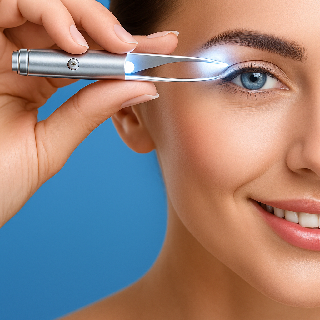 BrowSure | Eyebrow Tweezers – Rust-Resistant Stainless Steel – LED Light Precision Grip – Long-Lasting At-Home Grooming