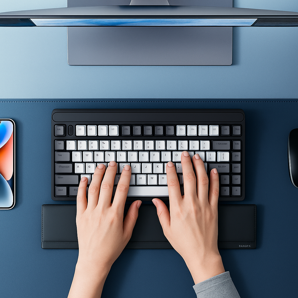 DeskZen | Keyboard Wrist Rest – Ergonomic Cushion Support – Non-Slip Pad with Storage Box – Office Productivity & Comfort