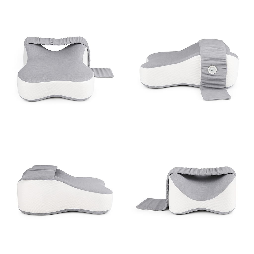 DreamRelief | Knee Pillow – Side Sleeper Alignment – Breathable Memory Foam with Strap – Pregnancy and Hip Support