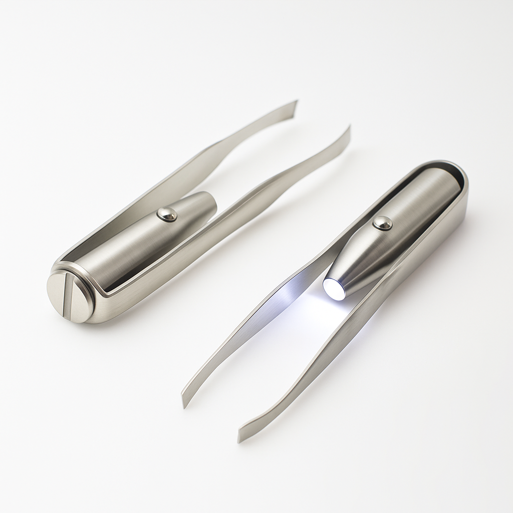 BrowSure | Eyebrow Tweezers – Rust-Resistant Stainless Steel – LED Light Precision Grip – Long-Lasting At-Home Grooming