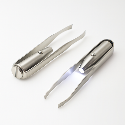 BrowSure | Eyebrow Tweezers – Rust-Resistant Stainless Steel – LED Light Precision Grip – Long-Lasting At-Home Grooming