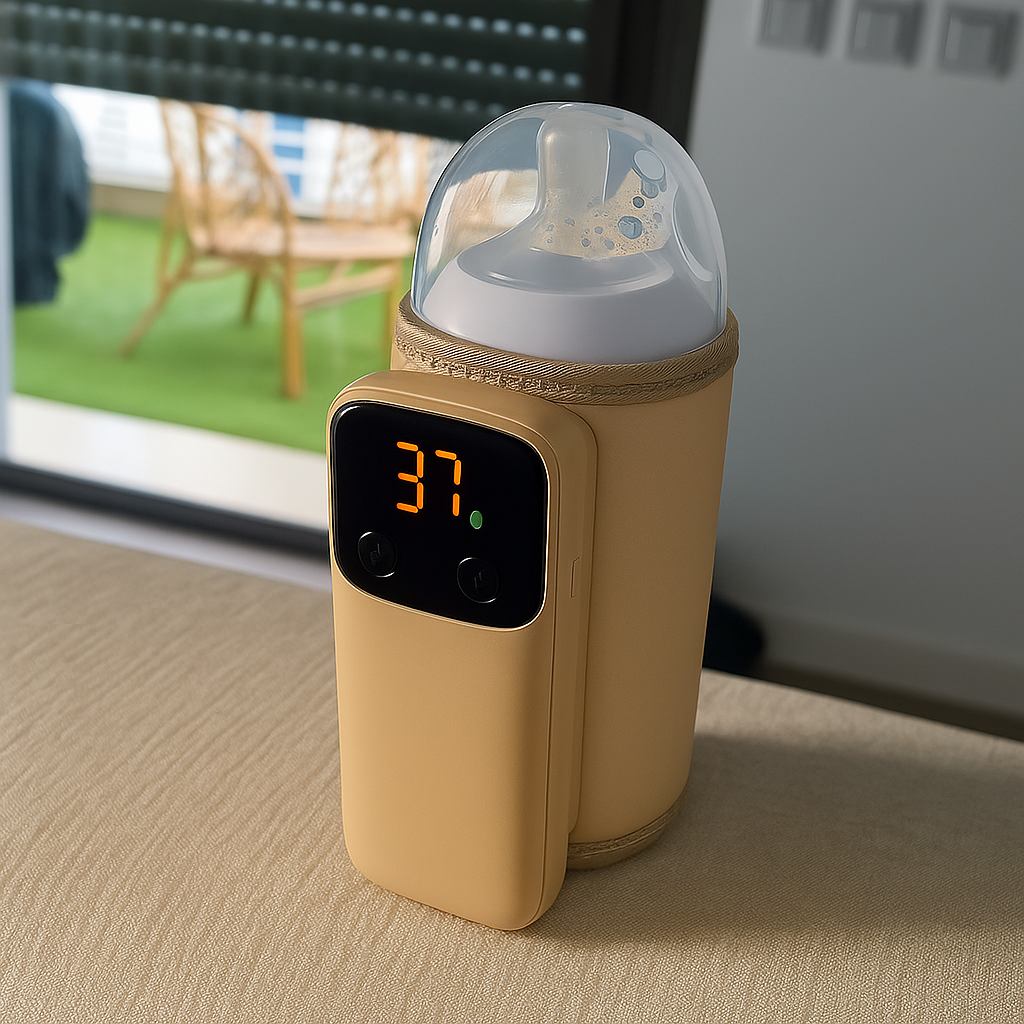 MilkEase | Portable Bottle Warmer – USB Rechargeable with LED Display – Spill-Free Compact Design – Travel & On-the-Go Parents
