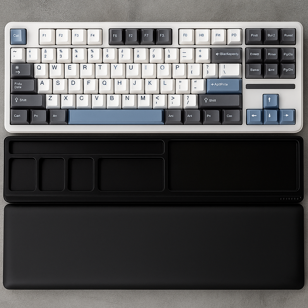 DeskZen | Keyboard Wrist Rest – Ergonomic Cushion Support – Non-Slip Pad with Storage Box – Office Productivity & Comfort