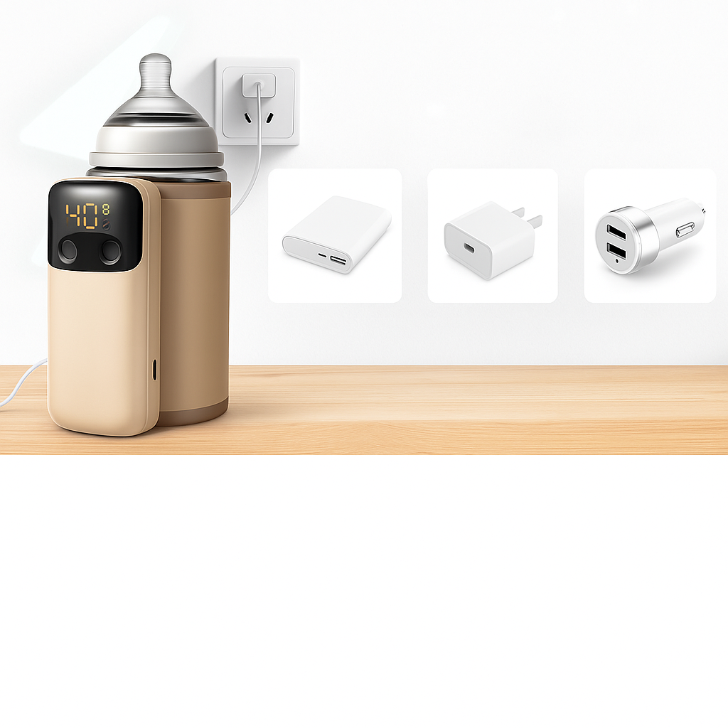 MilkEase | Portable Bottle Warmer – USB Rechargeable with LED Display – Spill-Free Compact Design – Travel & On-the-Go Parents