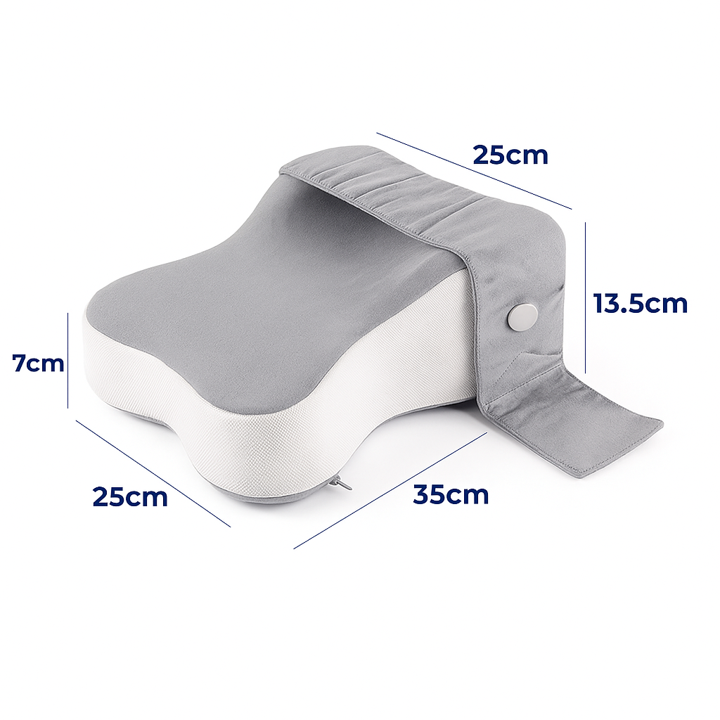 DreamRelief | Knee Pillow – Side Sleeper Alignment – Breathable Memory Foam with Strap – Pregnancy and Hip Support