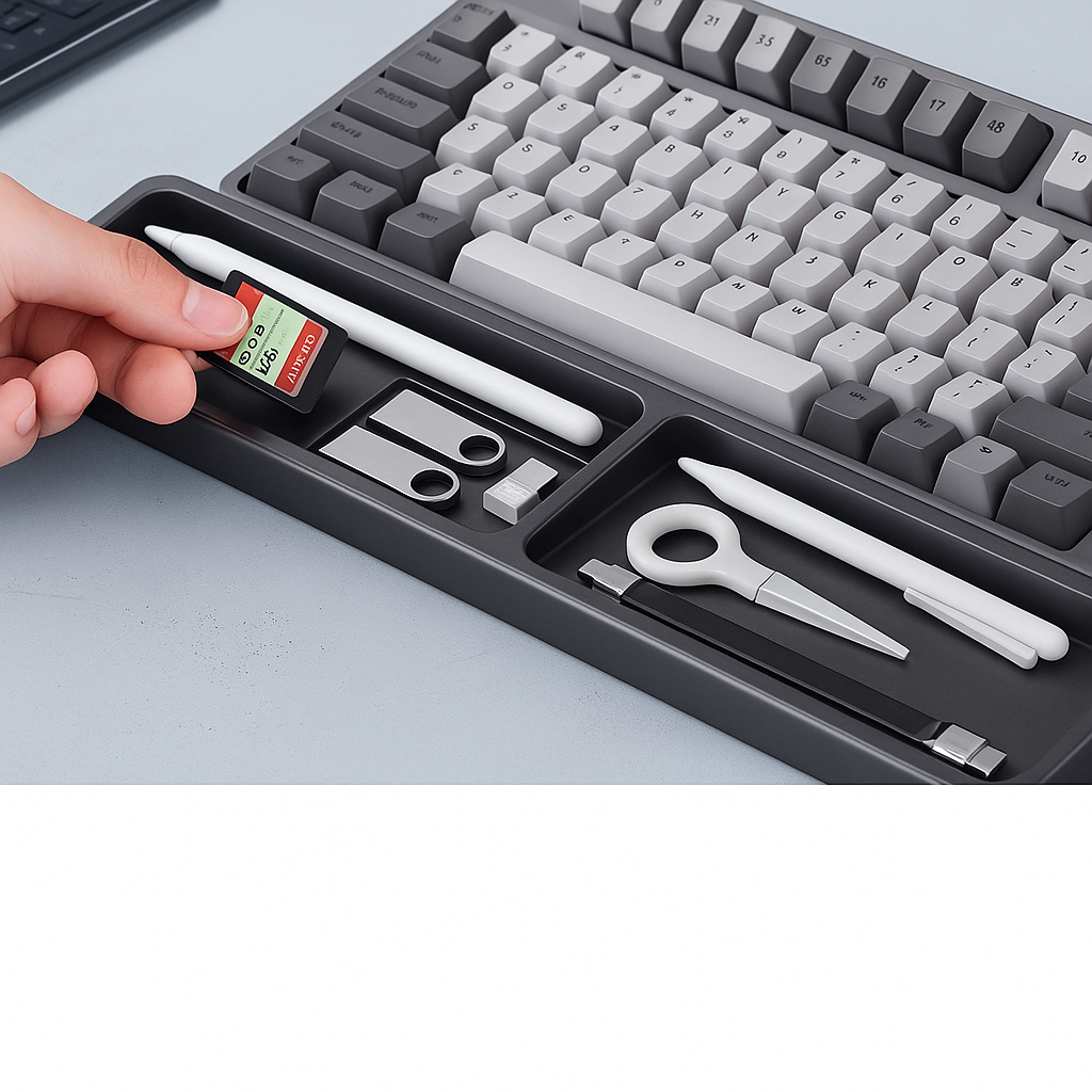 DeskZen | Keyboard Wrist Rest – Ergonomic Cushion Support – Non-Slip Pad with Storage Box – Office Productivity & Comfort