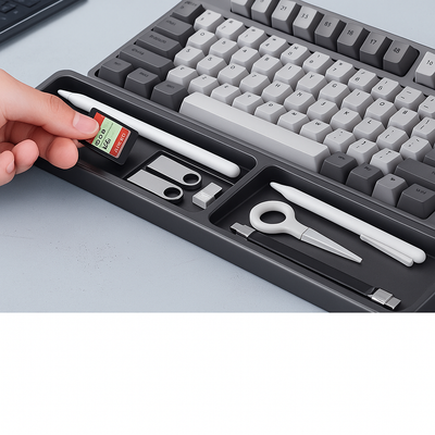 DeskZen | Keyboard Wrist Rest – Ergonomic Cushion Support – Non-Slip Pad with Storage Box – Office Productivity & Comfort