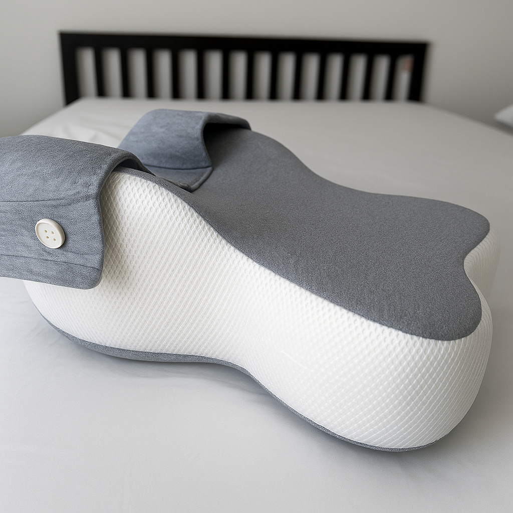 DreamRelief | Knee Pillow – Side Sleeper Alignment – Breathable Memory Foam with Strap – Pregnancy and Hip Support