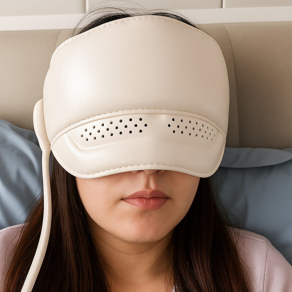 Relaxura | Eye Massager – Heated Hot Compress – Adjustable Rechargeable Design – Stress Relief Relaxation & Better Sleep