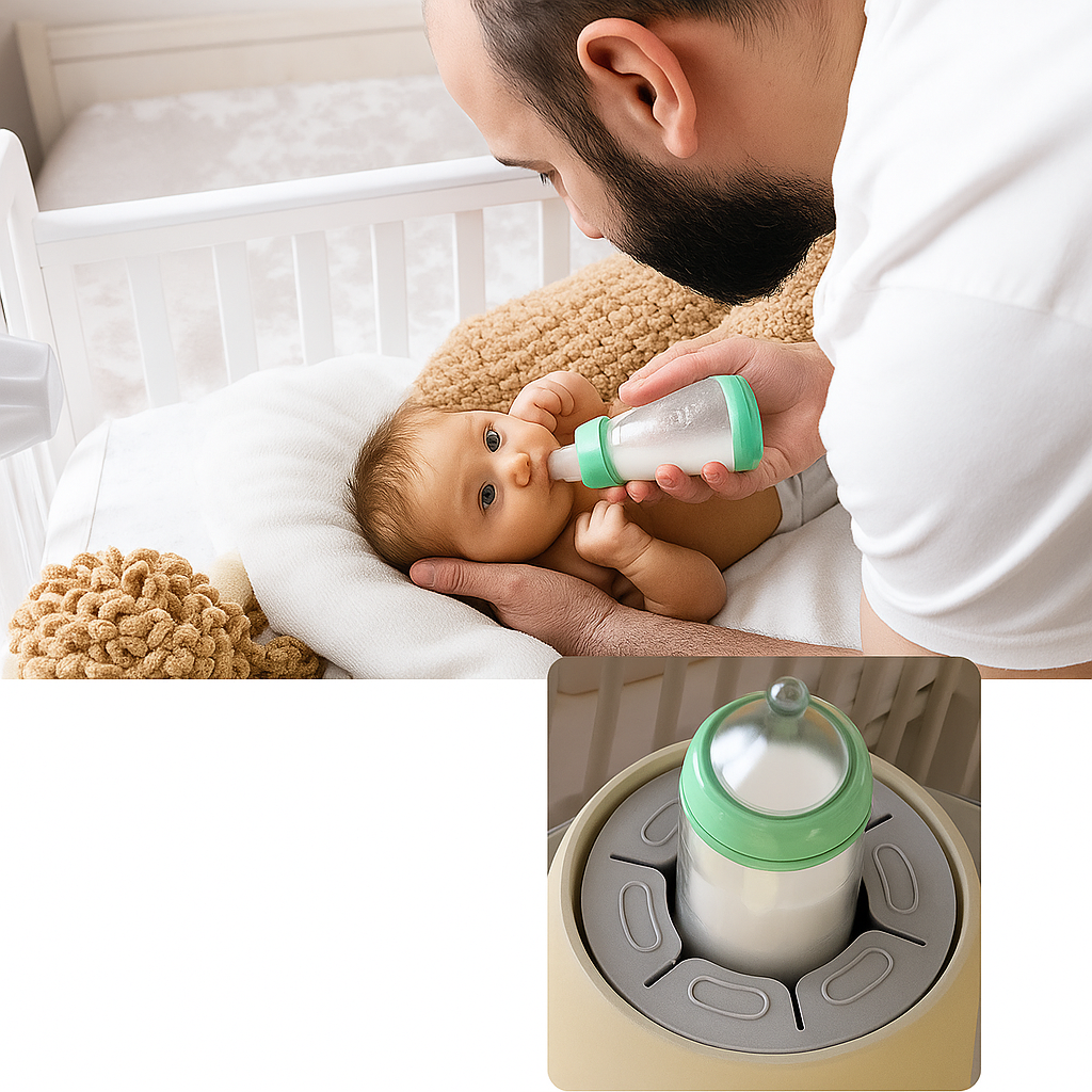 CalmaFeed | Baby Formula Mixer – Clump-Free Bottle Shaker – Quiet Rechargeable Design – Night Feeds & Busy Parents