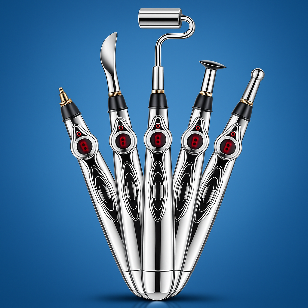 PulseCare | Pain Relief Acupuncture Pen – Drug-free Massage Therapy – Multi-head Design – Stress and Muscle Recovery