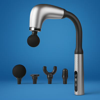 DeepEase | Massage Gun – Extended Handle – Quiet Adjustable Levels – Pain Relief For Back and Full Body