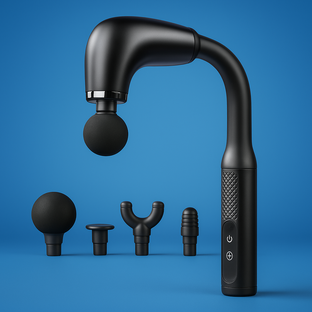 DeepEase | Massage Gun – Extended Handle – Quiet Adjustable Levels – Pain Relief For Back and Full Body