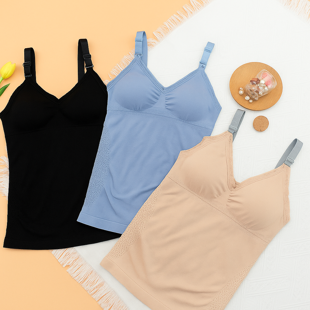 Nurtura | Maternity Breastfeeding Top – Leak-proof Support Pads – Stretch Cotton – Confidence for New Mothers