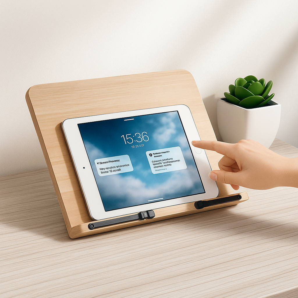 PageLift | Book stand – Foldable Adjustable – Wooden Stable Frame – Cookbooks Tablets and Hands-free Reading