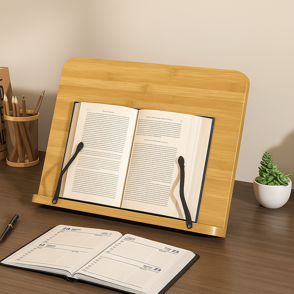 PageLift | Book stand – Foldable Adjustable – Wooden Stable Frame – Cookbooks Tablets and Hands-free Reading