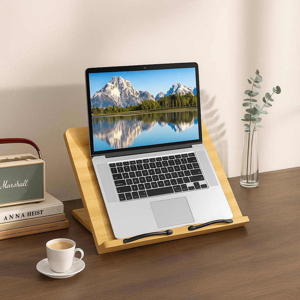 PageLift | Book stand – Foldable Adjustable – Wooden Stable Frame – Cookbooks Tablets and Hands-free Reading