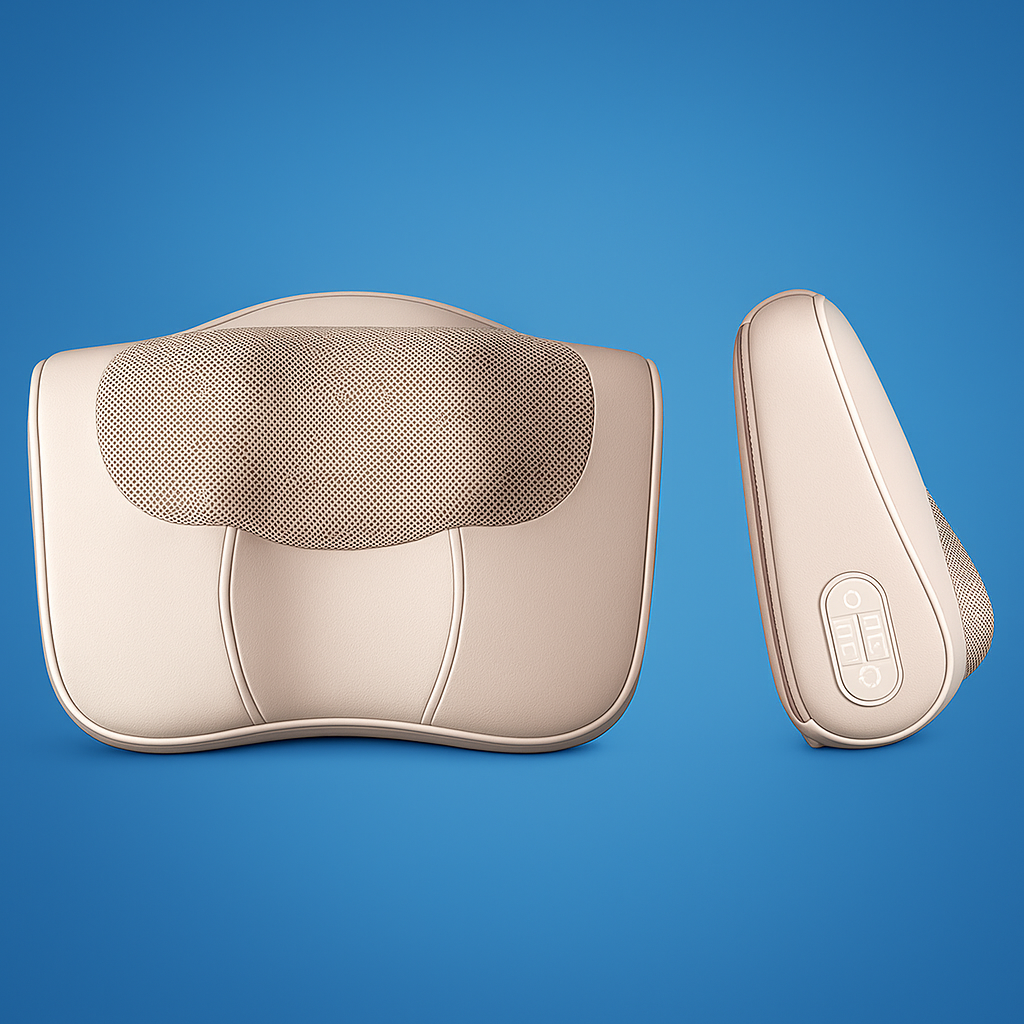 ThermaKnead | Shiatsu Massage Pillow – Heated Deep-Kneading – Breathable Mesh – Neck and Back Pain Relief for Home Office and Car