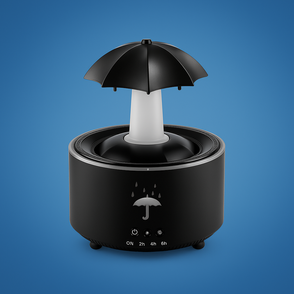 LumiDrop | Ultrasonic Aroma Diffuser – Rotating Umbrella Mist – LED Night Light – Quiet Humidifier for Bedroom