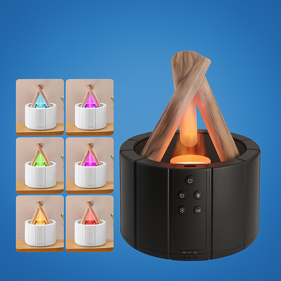 AuraFlame | Decorative Flame Diffuser – Quiet Ultrasonic Humidifier – LED Light – Aromatherapy for Sleep & Stress Relief