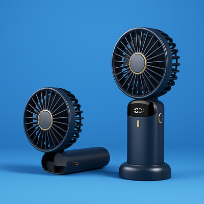 AeroChill | Mini Handheld Fan – Long-Life Battery – Quiet 5-Speed Airflow – Ideal for Travel & Desk Use