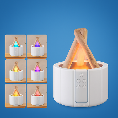 AuraFlame | Decorative Flame Diffuser – Quiet Ultrasonic Humidifier – LED Light – Aromatherapy for Sleep & Stress Relief