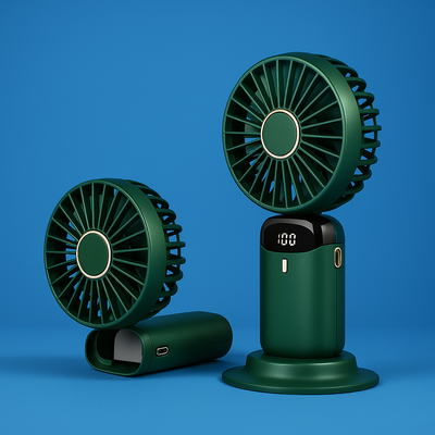 AeroChill | Mini Handheld Fan – Long-Life Battery – Quiet 5-Speed Airflow – Ideal for Travel & Desk Use