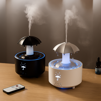 LumiDrop | Ultrasonic Aroma Diffuser – Rotating Umbrella Mist – LED Night Light – Quiet Humidifier for Bedroom