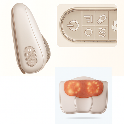 ThermaKnead | Shiatsu Massage Pillow – Heated Deep-Kneading – Breathable Mesh – Neck and Back Pain Relief for Home Office and Car