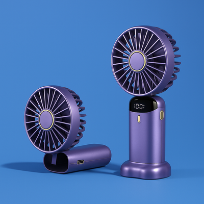 AeroChill | Mini Handheld Fan – Long-Life Battery – Quiet 5-Speed Airflow – Ideal for Travel & Desk Use