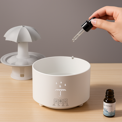 LumiDrop | Ultrasonic Aroma Diffuser – Rotating Umbrella Mist – LED Night Light – Quiet Humidifier for Bedroom