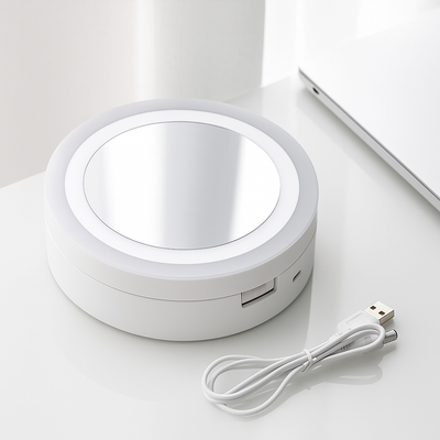 LumiLens | Double-Sided Magnifying Mirror – LED Illumination – 10× Magnification – Makeup & Tweezing