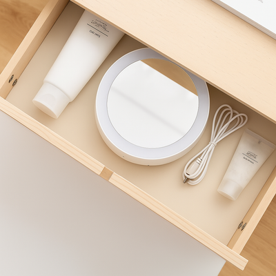 LumiLens | Double-Sided Magnifying Mirror – LED Illumination – 10× Magnification – Makeup & Tweezing